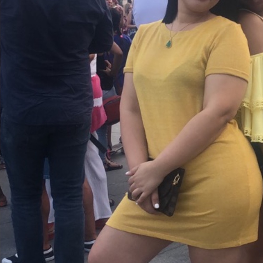 Canary yellow shirt dress